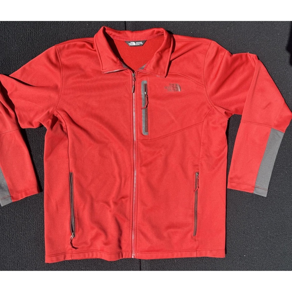 The North Face Jacket Mens XLT Red Softshell Full Zip Fleece Lined Hiking Tall